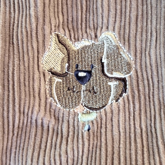 Fleece lined tan corduroy hooded jacket with puppy detail - Picture 6 of 9
